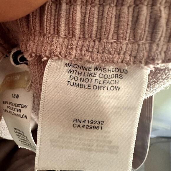 Alfred Dunner Pink Corduroy Wide Leg Elastic Waist Pant Size 18w - Picture 5 of 5